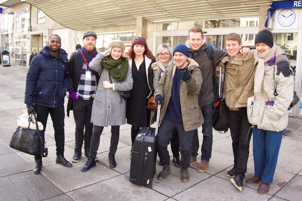Fr Hö: David Nzinga (Filmbasen), Jens Broström (FilmCloud), Marina Nyström (FilmCloud), Pia Louise Edvardsen (Mediafabrikken), Charlotte Brodthagen (Filmværkstedet København), Davur Djurhuus (Klippfisk), Moritz Boll (Filmwerkstatt Kiel), Simon Valentin (Odense filmværksted) och Victor Strand (Film i Skåne)