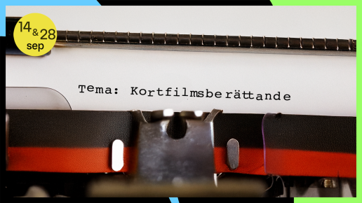 skrivmaskin med texten Tema: Kortfilmsberättande