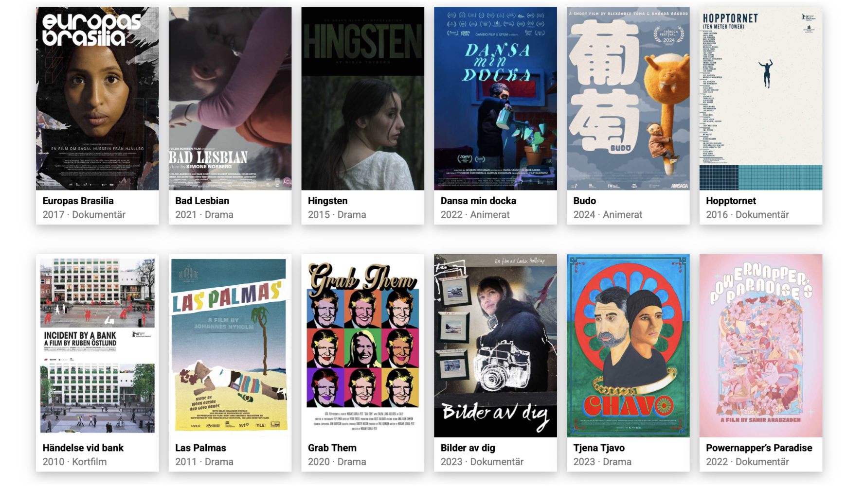 filmposters från en streamingtjänst