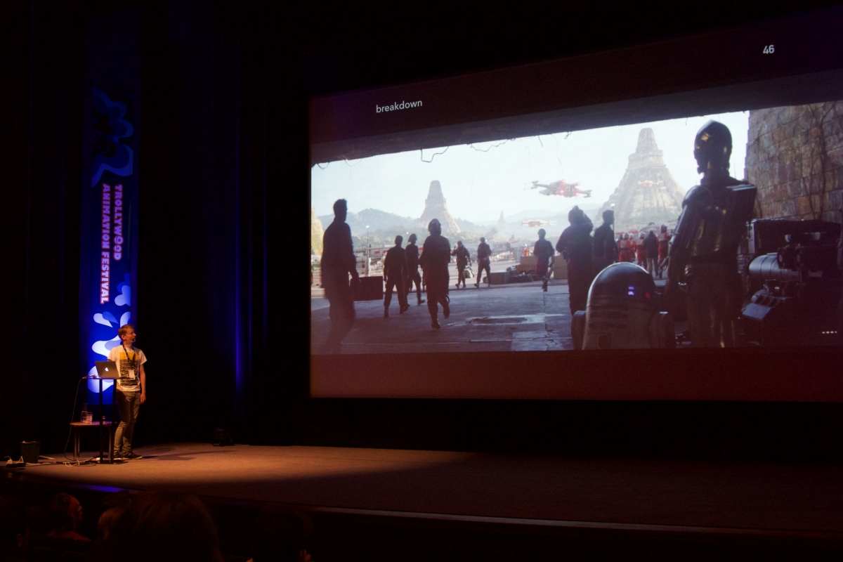 Trollywood Animation Festival genomförs för tredje året i rad. Här kan man som här lyssna till folk som jobbat med SFX på filmer som t ex Star Wars The New Hope.