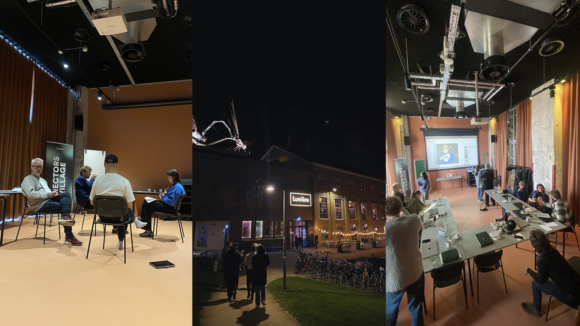 Grupparbeten och på väg mot biografen Lumiere