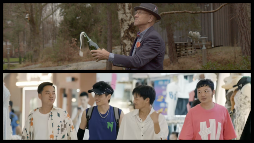 Man öppnar champagne och 4 kilar på varuhus