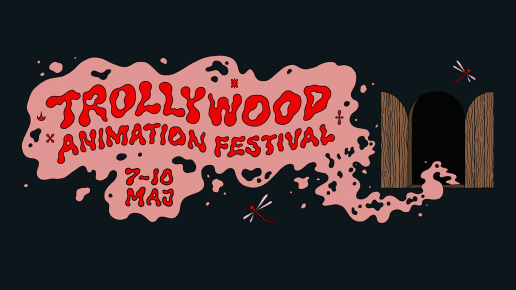 Råsa rök kommer ur en fösterglugg. I röken står Trollywood animation festival 7-10 maj.